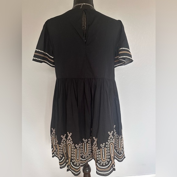Madewell Black Embroidered Eyelet Puff-Sleeve Mini Dress Size S 🖤 - Picture 4 of 6